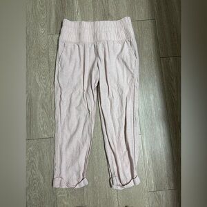 Havaianas Pink Linen Cotton Pants Women’s L Casual Cropped Summer Trousers